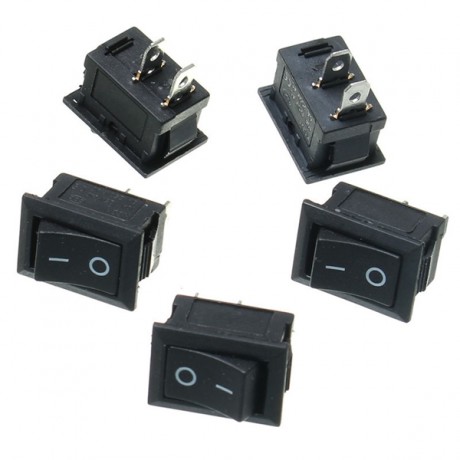 100pcs Black Push Button Mini Switch 6A-10A 110V 250V KCD1-101 2Pin Snap-In On/Off Rocker Switch